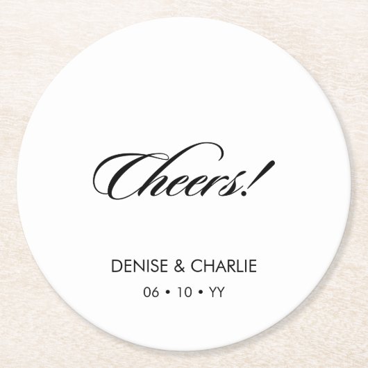 Elegant minimalist Calligraphy White Wedding Ronde Kartonnen Onderzetter (Voorkant)