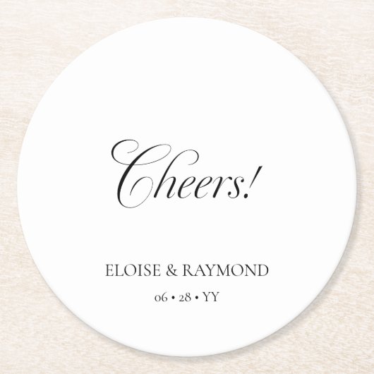 Elegant minimalist Calligraphy White Wedding Ronde Kartonnen Onderzetter (Voorkant)