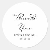 Elegant minimalist Calligraphy White Wedding Ronde Sticker (Voorkant)