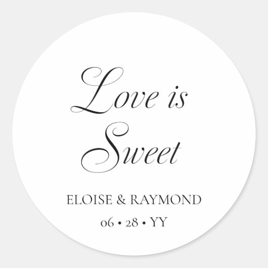 Elegant minimalist Calligraphy White Wedding Ronde Sticker (Voorkant)