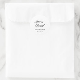 Elegant minimalist Calligraphy White Wedding Ronde Sticker