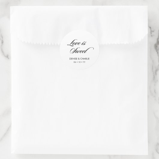 Elegant minimalist Calligraphy White Wedding Ronde Sticker (Tas)