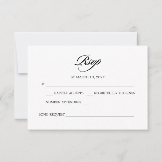 Elegant minimalist Calligraphy White Wedding RSVP Kaartje (Voorkant)