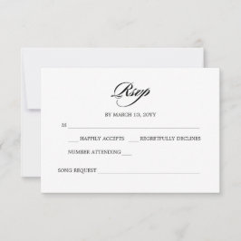 Elegant minimalist Calligraphy White Wedding RSVP Kaartje