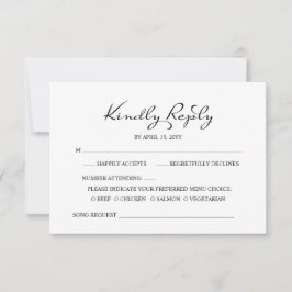 Elegant minimalist Calligraphy White Wedding RSVP Kaartje