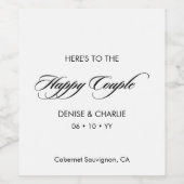 Elegant minimalist Calligraphy White Wedding Wijn Etiket (Enkel label)