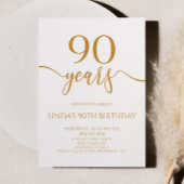 Elegant Minimalist Champagne 90th Birthday Party Kaart