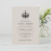 Elegant Minimalist Chandelier Wedding Kaart (Staand voorkant)