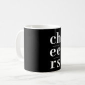 Elegant Minimalist Cheers | Modern Black & White Koffiemok (Voorkant links)