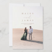 Elegant Minimalist Chic Script Photo Wedding Invdi Kaart (Voorkant)