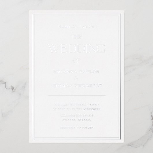 Elegant minimalist Chic Silver Wedding Uitnodiging (Voorkant)