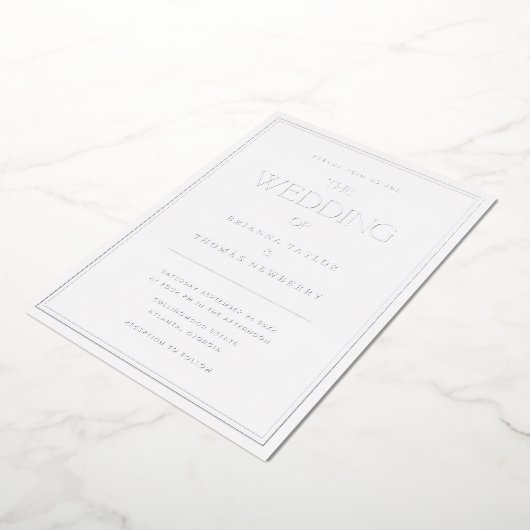 Elegant minimalist Chic Silver Wedding Uitnodiging (Gedraaid)