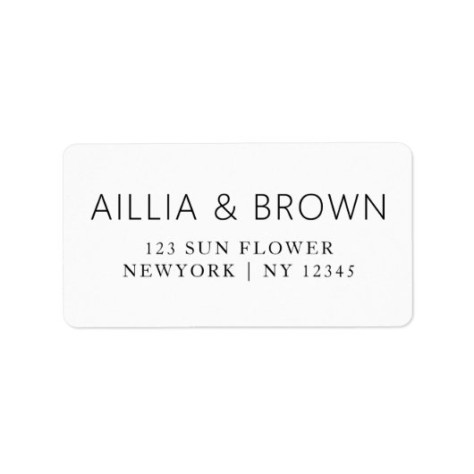 Elegant Minimalist Chic Wedding Address Etiket (Voorkant)