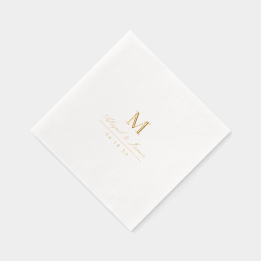 Elegant minimalist couples monogram wedding folie servetten (Rechts)