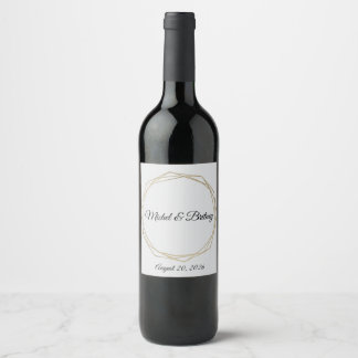 Elegant Minimalist Cream Wedding Wine Label Wijn Etiket