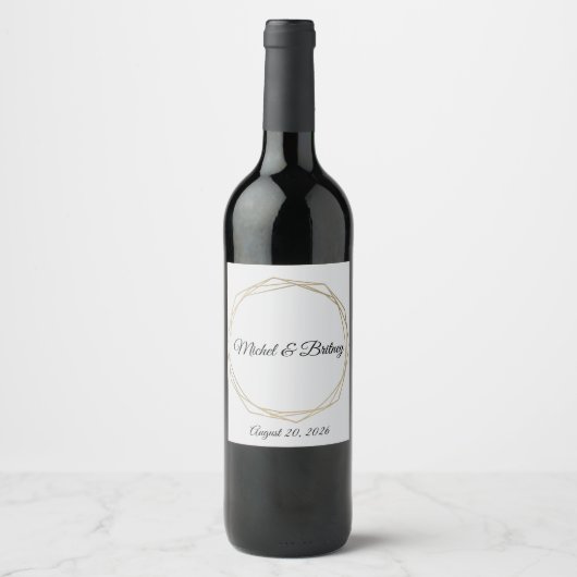 Elegant Minimalist Cream Wedding Wine Label Wijn Etiket (Voorkant)