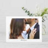 Elegant minimalist Custom Message Photo Weddenscha Bedankkaart (Staand voorkant)
