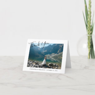 Elegant Minimalist Custom Message Weduwfoto Bedankkaart