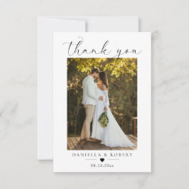 Elegant Minimalist Custom Wedding Couple Photo  Bedankkaart