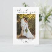Elegant Minimalist Custom Wedding Couple Photo  Bedankkaart (Staand voorkant)