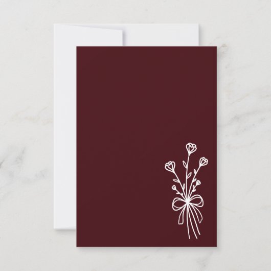 Elegant Minimalist Deep Burgundy Kaart (Achterkant)