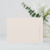 Elegant Minimalist Desert Sand Copper Wedding Informatiekaartje (Staand voorkant)