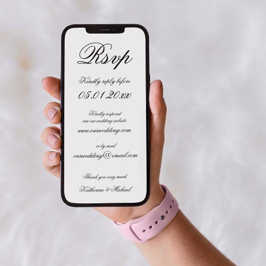 Elegant Minimalist Digital Wedding RSVP Kaart