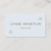 Elegant Minimalist Dusty Blue Floral Visitekaartje (Voorkant)