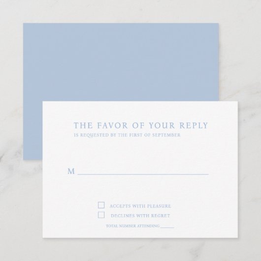 Elegant Minimalist Dusty Blue Response Kaart (Voorkant / Achterkant)