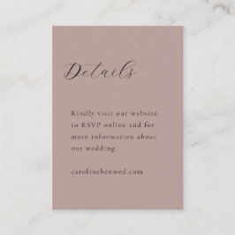Elegant Minimalist Dusty Mauve Calligraphy Wedding Informatiekaartje