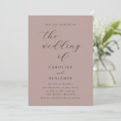 Elegant Minimalist Dusty Mauve Calligraphy Wedding Kaart (Staand voorkant)