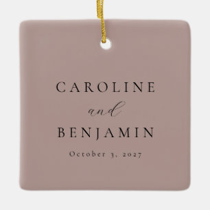 Elegant Minimalist Dusty Mauve Calligraphy Wedding Keramisch Ornament