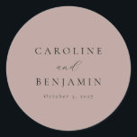 Elegant Minimalist Dusty Mauve Calligraphy Wedding Ronde Sticker<br><div class="desc">Elegant minimalistische mosterdkalligrafie Klassieke ronde Sticker</div>
