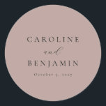 Elegant Minimalist Dusty Mauve Calligraphy Wedding Ronde Sticker<br><div class="desc">Elegant minimalistische mosterdkalligrafie Klassieke ronde Sticker</div>