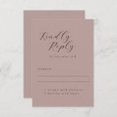 Elegant Minimalist Dusty Mauve Calligraphy Wedding RSVP Kaartje (Voorkant / Achterkant)