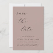 Elegant Minimalist Dusty Mauve Calligraphy Wedding Save The Date (Voorkant)