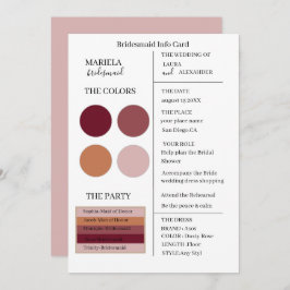 Elegant Minimalist Dusty Roos Bridesmaid Invitatio Kaart