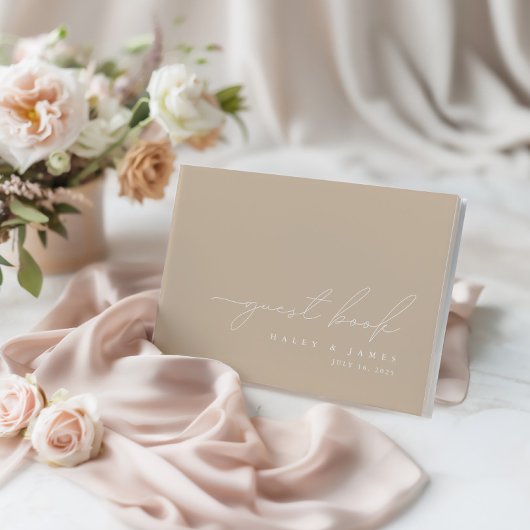 Elegant minimalist Dusty Taupe Wedding Guest Book Gastenboek