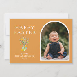 Elegant Minimalist Easter Egg Branch Photo Feestdagenkaart