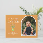 Elegant Minimalist Easter Egg Branch Photo Feestdagenkaart (Staand voorkant)