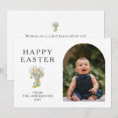 Elegant Minimalist Easter Egg Branch Photo Feestdagenkaart (Voorkant / Achterkant)