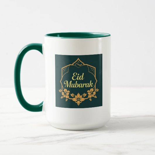 Elegant Minimalist Eid Mubarak Mug – Emerald Green Mok (Links)