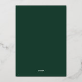 Elegant Minimalist Emerald Green Gold Wedding Folie Uitnodiging (Achterkant)