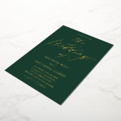 Elegant Minimalist Emerald Green Gold Wedding Folie Uitnodiging (Gedraaid)