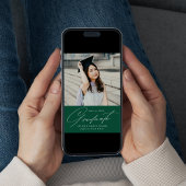 Elegant Minimalist Emerald Green Photo Afstuderen Aankondiging