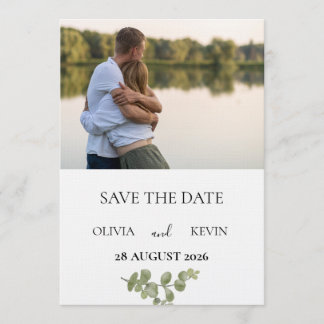 Elegant Minimalist Eucalyptus Save the Date Kaart