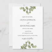 Elegant Minimalist Eucalyptus Wedding Invitation Kaart (Voorkant)