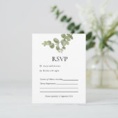 Elegant Minimalist Eucalyptus Wedding RSVP Card (Staand voorkant)