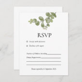 Elegant Minimalist Eucalyptus Wedding RSVP Card (Voorkant / Achterkant)