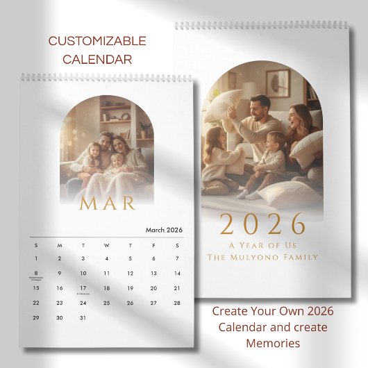 Elegant Minimalist Family Photo Calendar 2026 Kalender